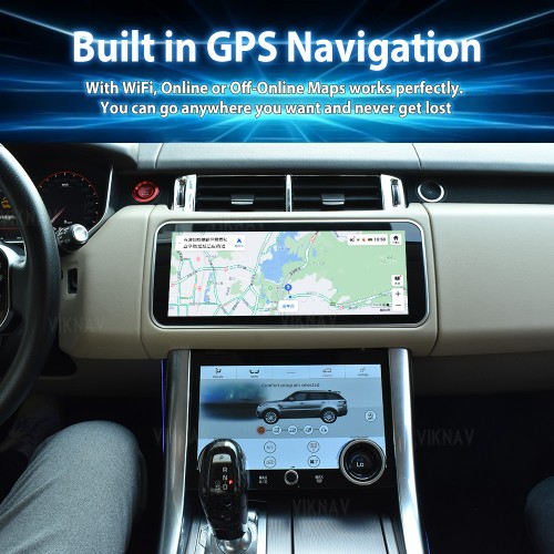 Viknav 12.3 Inch Upgrade Car Radio For Range Rover Sport L494 2013-2017 GPS Navigation Multimedia Player Wireless Carplay Auto Stereo Touch Screen (Beige)