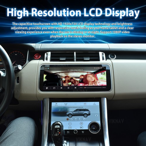 Viknav 12.3 Inch Upgrade Car Radio For Range Rover Sport L494 2013-2017 GPS Navigation Multimedia Player Wireless Carplay Auto Stereo Touch Screen (Beige)