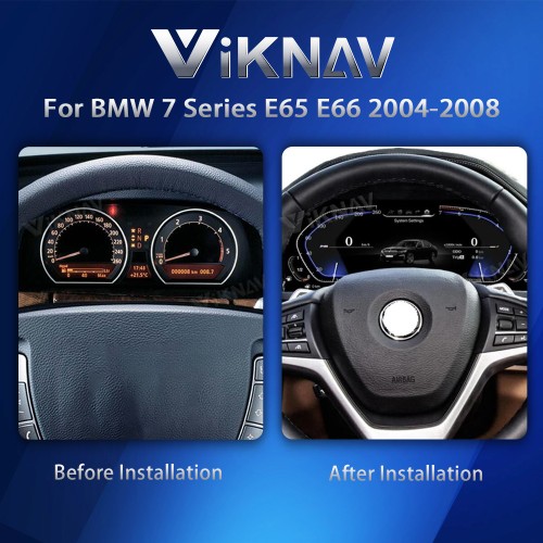 Viknav Digital Instrument Cluster 12.3 inch For BMW 7 Series E65 E66 2004-2008 Linux System Vertical Screen Car Speed Meter Car Dashboard Digital Panel