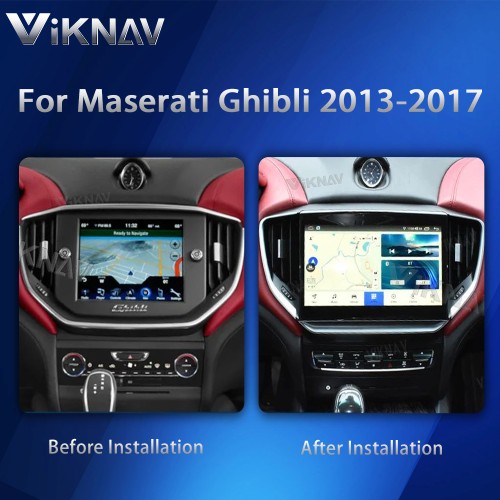 Viknav Car Radio For Maserati Ghibli 2013-2017 Touch Screen 10.4 inch GPS Navigation Multimedia Player Wireless Carplay Android Auto Stereo Head UNIT (128gb）