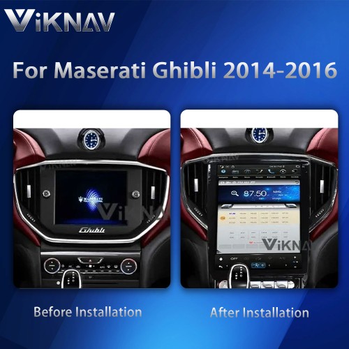 Viknav 12.1 Inch Android Car Radio For Maserati Ghibli 2014 2015 2016 GPS Navigation Multimedia System With Screen IPS DVR WiFi Carplay(128GB)
