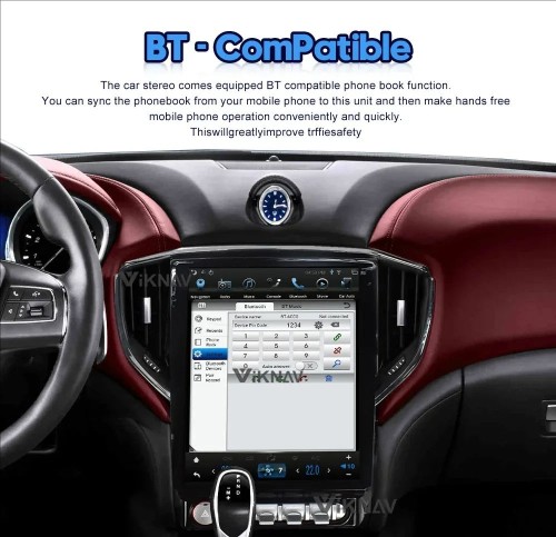 Viknav 12.1 Inch Android Car Radio For Maserati Ghibli 2014 2015 2016 GPS Navigation Multimedia System With Screen IPS DVR WiFi Carplay(128GB)
