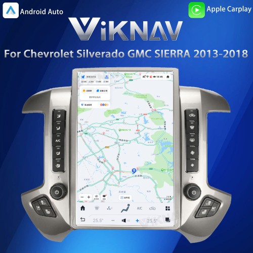 Viknav 14.4inch Car Radio For Chevrolet Silverado / GMC SIERRA 2013-2018 Touch Screen Android Head Unit GPS Navigation Player Autoradio(silvery 128GB)