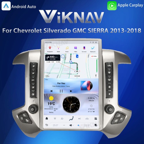 Viknav 14.4inch Car Radio For Chevrolet Silverado / GMC SIERRA 2013-2018 Touch Screen Android Head Unit GPS Navigation Player Autoradio(silvery 128GB)