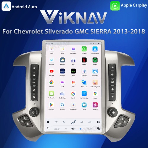 Viknav 14.4inch Car Radio For Chevrolet Silverado / GMC SIERRA 2013-2018 Touch Screen Android Head Unit GPS Navigation Player Autoradio(silvery 128GB)