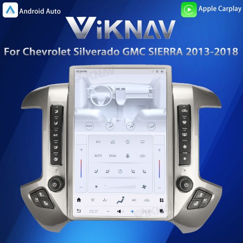 Viknav 14.4inch Car Radio For Chevrolet Silverado / GMC SIERRA 2013-2018 Touch Screen Android Head Unit GPS Navigation Player Autoradio(silvery 128GB)