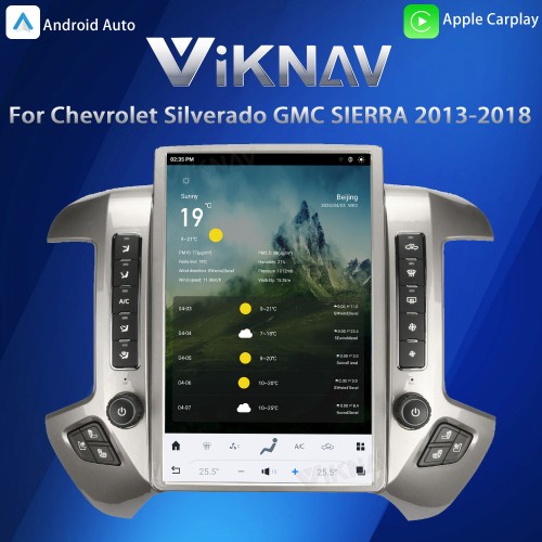 Viknav 14.4inch Car Radio For Chevrolet Silverado / GMC SIERRA 2013-2018 Touch Screen Android Head Unit GPS Navigation Player Autoradio(silvery 128GB)