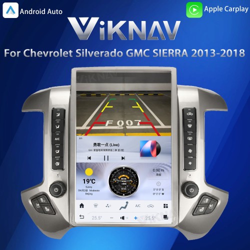 Viknav 14.4inch Car Radio For Chevrolet Silverado / GMC SIERRA 2013-2018 Touch Screen Android Head Unit GPS Navigation Player Autoradio(silvery 128GB)