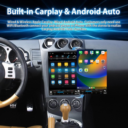 Viknav Car GPS Navigation For Nissan 350Z 2002-2007 LHD Touch Screen Audio Stereo Radio 12.1 inch Multimedia Player Wireless Carplay(128GB)