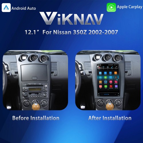Viknav Car GPS Navigation For Nissan 350Z 2002-2007 LHD Touch Screen Audio Stereo Radio 12.1 inch Multimedia Player Wireless Carplay(128GB)