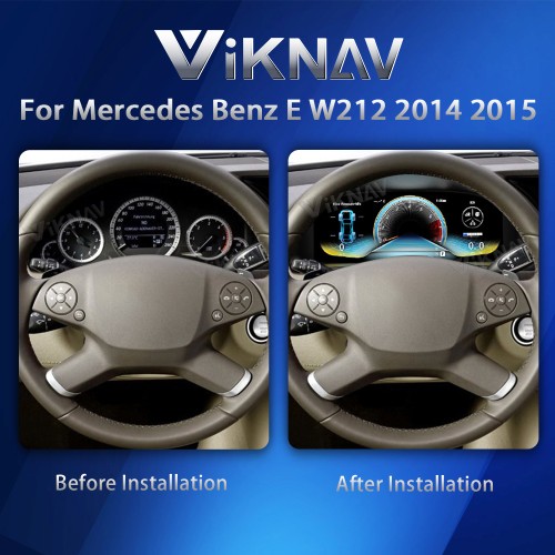 Viknav 12.3 Inch Digital Cluster Car Speedometer For Mercedes Benz E-Class W212 2014 2015 Linux System Car Instrument Cluster Screen Instrument Replacement (NTG4.5)