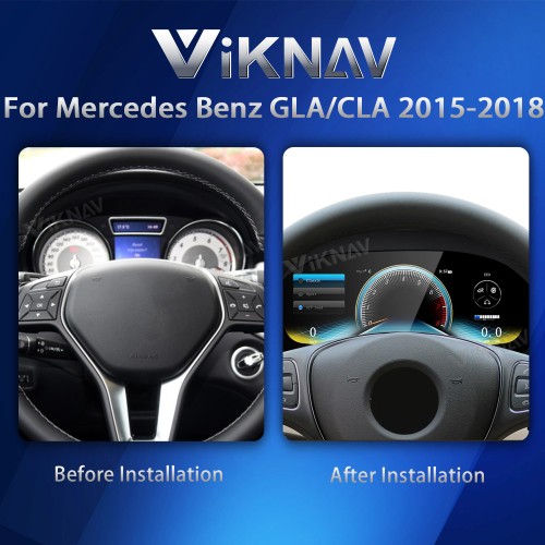 Viknav 12.3 Inch Digital Cluster Car Speedometer For Mercedes Benz GLA/CLA 2015-2018 Linux System Car Instrument Cluster Screen Instrument Replacement (NTG4.5/5.0)