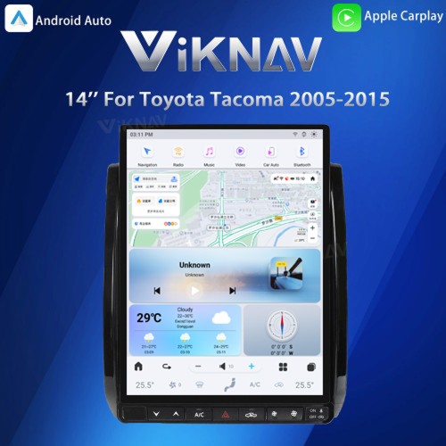 VIKNAV 14 Inch Touch Screen For Toyota Tacoma 2005-2015 Android Car Radio Head Unit Multimedia Player Auto Stereo Carplay Radio Upgrade(128GB)