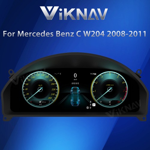Viknav 12.3 Inch Digital Cluster Car Speedometer For Mercedes Benz C-Class W204 2008-2011 Linux System Car Instrument Cluster Screen Instrument Replacement (NTG4.0)