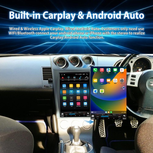Viknav Car GPS Navigation For Nissan 350Z 2002-2007 RHD Touch Screen Audio Stereo Radio 12.1 inch Multimedia Player Wireless Carplay(64GB)
