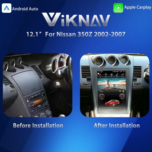 Viknav Car GPS Navigation For Nissan 350Z 2002-2007 RHD Touch Screen Audio Stereo Radio 12.1 inch Multimedia Player Wireless Carplay(64GB)
