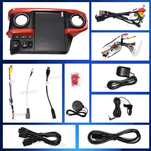 Viknav 12.1 INCH Car radio For Toyota Tacoma 2016-2023 Vertical Screen Android Auto Carplay Stereo Car GPS Navigation Multimedia Player Head UNIT (Red 128GB)