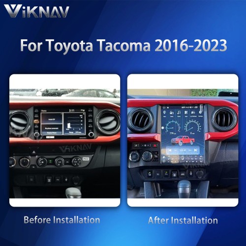 Viknav 12.1 INCH Car radio For Toyota Tacoma 2016-2023 Vertical Screen Android Auto Carplay Stereo Car GPS Navigation Multimedia Player Head UNIT (Red 128GB)