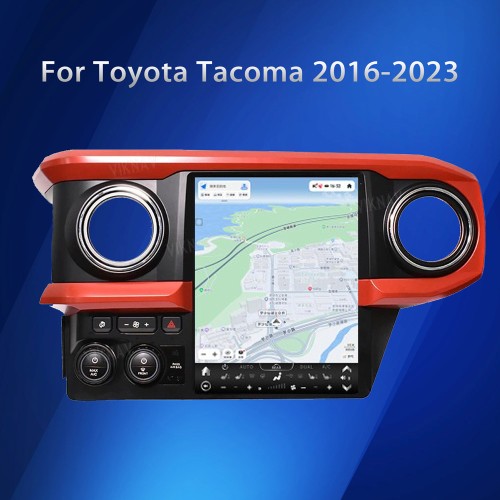 Viknav 12.1 INCH Car radio For Toyota Tacoma 2016-2023 Vertical Screen Android Auto Carplay Stereo Car GPS Navigation Multimedia Player Head UNIT (Red 128GB)