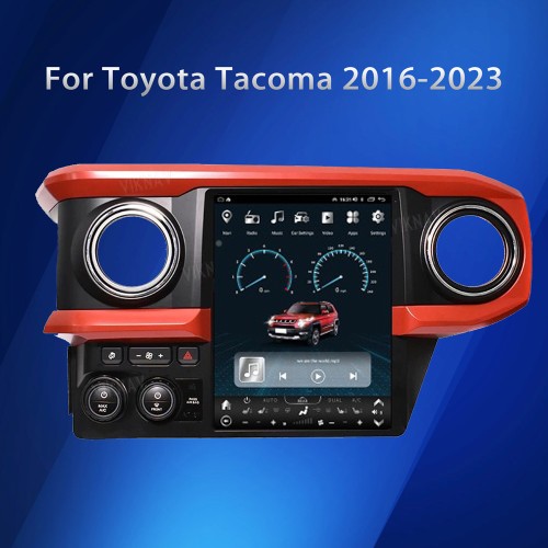 Viknav 12.1 INCH Car radio For Toyota Tacoma 2016-2023 Vertical Screen Android Auto Carplay Stereo Car GPS Navigation Multimedia Player Head UNIT (Red 128GB)