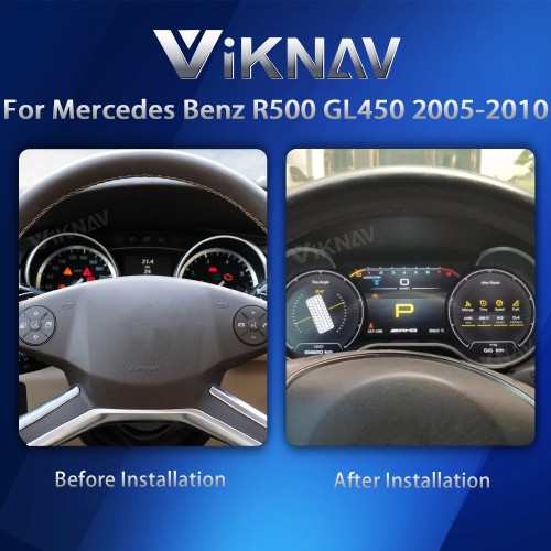 Viknav Digital Cluster Car Speedometer For Mercedes Benz R500 GL450 2005-2010 Linux System Car Instrument Cluster Screen Instrument Replacement