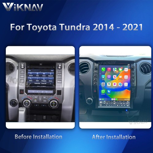 Viknav Car Radio For Toyota Tundra 2014 - 2021 Vertical Screen GPS Navigation Multimedia Player Android Auto Wireless Carplay Stereo Head UNIT (BLACK 128GB)