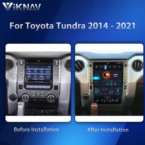 Viknav Car Radio For Toyota Tundra 2014 - 2021 Vertical Screen GPS Navigation Multimedia Player Android Auto Wireless Carplay Stereo Head UNIT (Silvery 128GB)
