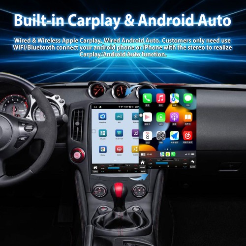 Viknav 12.1 Inch Car Radio For Nissan 370Z 2008-2018 Multimedia Player Stereo Replacemet GPS Navigation Carplay 4G Head Unit Low Version(64gb)