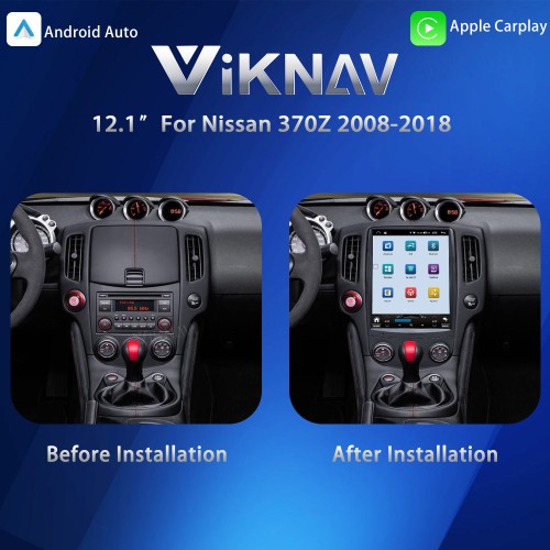 Viknav 12.1 Inch Car Radio For Nissan 370Z 2008-2018 Multimedia Player Stereo Replacemet GPS Navigation Carplay 4G Head Unit Low Version(64gb)