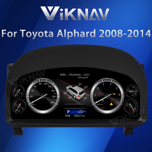 Viknav Car Instrument Panel 12.3 Inch For Toyota Alphard LCD Meter 2008-2014 Linux System Digital Speedometer Dashboard Screen