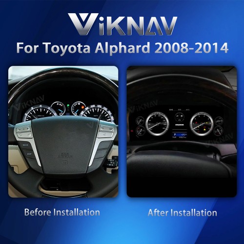 Viknav Car Instrument Panel 12.3 Inch For Toyota Alphard LCD Meter 2008-2014 Linux System Digital Speedometer Dashboard Screen