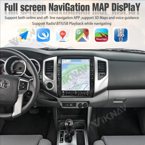 VIKNAV 13 Inch Car Radio For Toyota Tacoma 2005-2015 Android Auto Wireless Carplay GPS Navigation LCD Display Screen Multimedia Player(Black 128GB)
