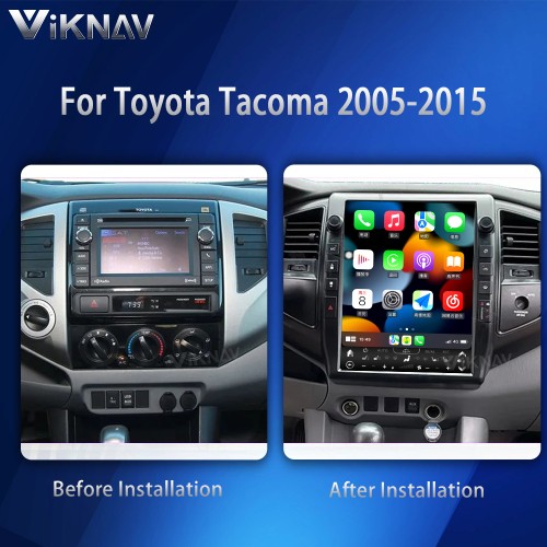 VIKNAV 13 Inch Car Radio For Toyota Tacoma 2005-2015 Android Auto Wireless Carplay GPS Navigation LCD Display Screen Multimedia Player(Black 128GB)
