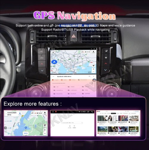 VIKNAV 2 Din Android Multimedia Player Car GPS Radio Stereo For Toyota 4 Runner 2009-2019 Navigation Wireless Carplay Receiver(128GB)