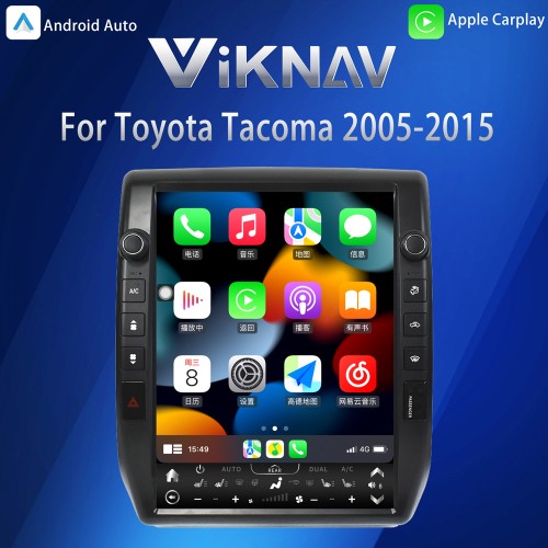 VIKNAV 13 Inch Car Radio For Toyota Tacoma 2005-2015 Android Auto Wireless Carplay GPS Navigation LCD Display Screen Multimedia Player(Black 128GB)