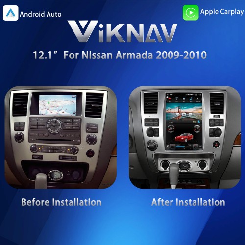 Viknav Android Auto Touch Screen Car Radio 12.1 inch For Nissan Armada 2009-2010 GPS Navigation Head Unit Video Player Carplay(64GB)
