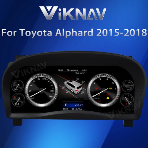 Viknav Car Instrument Panel 12.3 Inch For Toyota Alphard 2015-2018 LCD Meter Linux System Digital Speedometer Dashboard Screen