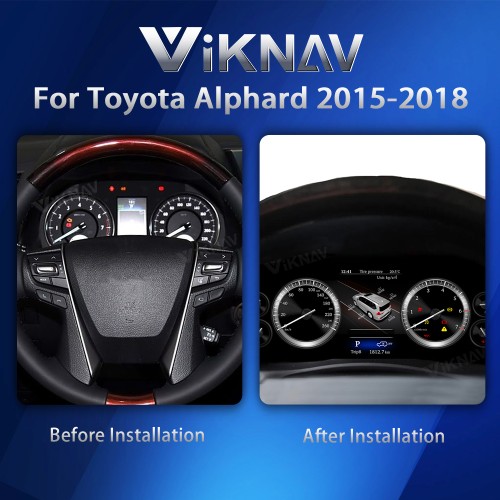 Viknav Car Instrument Panel 12.3 Inch For Toyota Alphard 2015-2018 LCD Meter Linux System Digital Speedometer Dashboard Screen