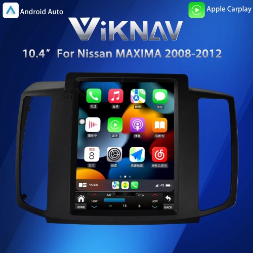 Viknav 10.4 Inch  For Nissan MAXIMA 2008-2012 Car Stereo Android Auto GPS Navigation Multimedia Player Wireless Carplay Tape Recorder Head Unit (128GB)