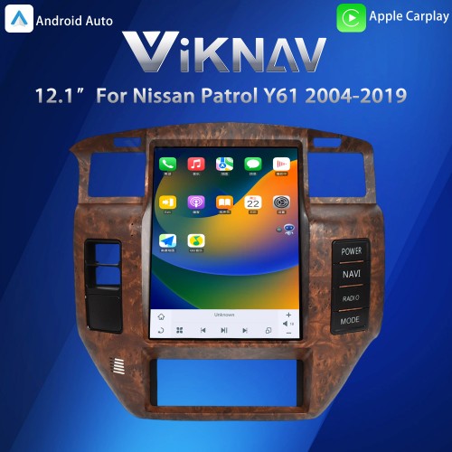 Viknav 12.1 inch Touch Screen Car Radio For Nissan Patrol Y61 2004-2019 Android hear unit GPS Autoradio Multimedia Video Player(128GB)