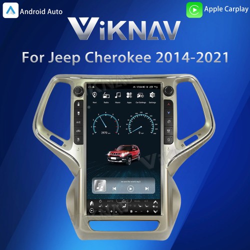 VIKNAV 13.6 Inch Auto Stereo Car Radio For Jeep Cherokee 2014-2021 Android Auto Wireless Carplay GPS Navigation Multimedia Stereo Player(128GB)