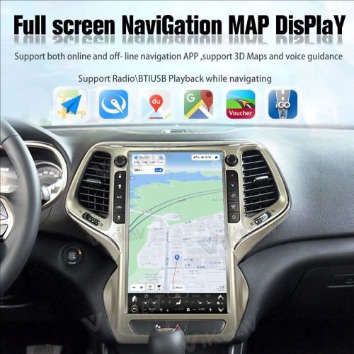 VIKNAV 13.6 Inch Auto Stereo Car Radio For Jeep Cherokee 2014-2021 Android Auto Wireless Carplay GPS Navigation Multimedia Stereo Player(128GB)