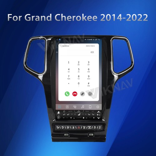 VIKNAV 13.6 Inch Car Radio For Grand Cherokee 2014 2015 2016 2017 2018 2019 2020 2021 2022 Multimedia Player GPS Navigation Wireless CarPlay (Glossy Black 128GB)