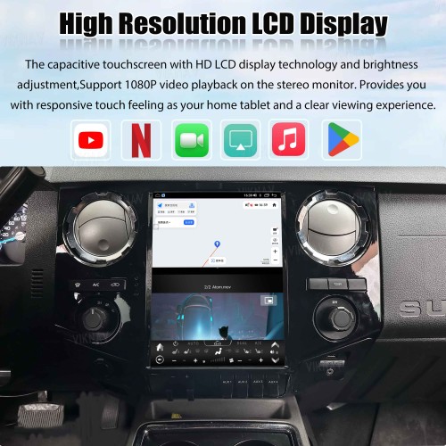 VIKNAV 12.1 Inch Upgrade Car Radio For Ford F250 F350 2008-2016 Touch Screen GPS Navigation Wireless Apple Carplay Multimedia Player Head Unit Black 128GB