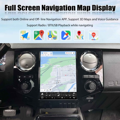 VIKNAV 12.1 Inch Upgrade Car Radio For Ford F250 F350 2008-2016 Touch Screen GPS Navigation Wireless Apple Carplay Multimedia Player Head Unit Black 128GB