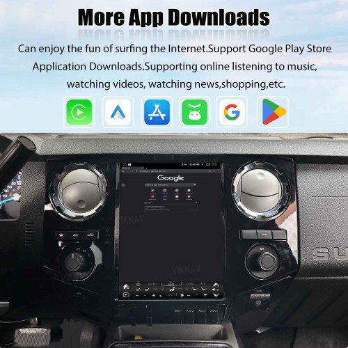 VIKNAV 12.1 Inch Upgrade Car Radio For Ford F250 F350 2008-2016 Touch Screen GPS Navigation Wireless Apple Carplay Multimedia Player Head Unit Black 128GB