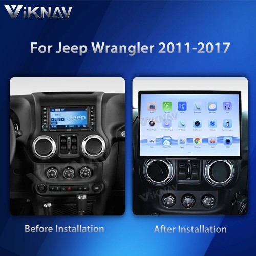 Viknav Auto Stereo GPS Navigation For Jeep Wrangler 2011-2017 Android Auto Vertical Screen Car Radio Multimedia Stereo Player Head Unit(128GB)
