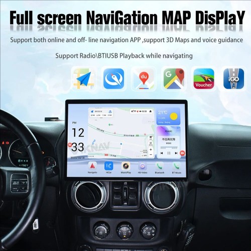 Viknav Auto Stereo GPS Navigation For Jeep Wrangler 2011-2017 Android Auto Vertical Screen Car Radio Multimedia Stereo Player Head Unit(128GB)