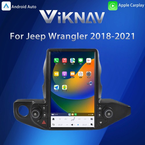 VIKNAV 13.6 Inch Android Car Radio Tesla Style For Jeep Wrangler 2018-2021 Multimedia Player GPS Navigation Carplay Head Unit (128GB)