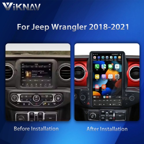 VIKNAV 13.6 Inch Android Car Radio Tesla Style For Jeep Wrangler 2018-2021 Multimedia Player GPS Navigation Carplay Head Unit (128GB)